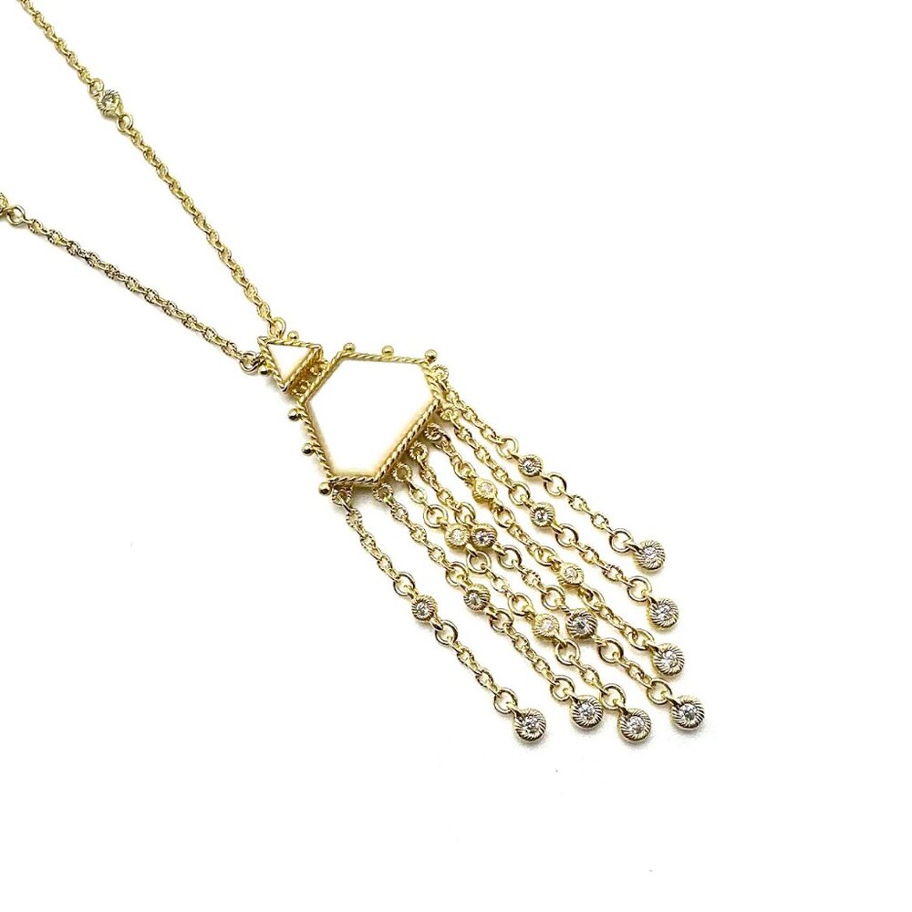 Judith Ripka Designer Sterling Silver Goldclad Mother of Pearl Necklace 18"